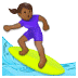 🏄🏾‍♀️ woman surfing: medium-dark skin tone display on Samsung